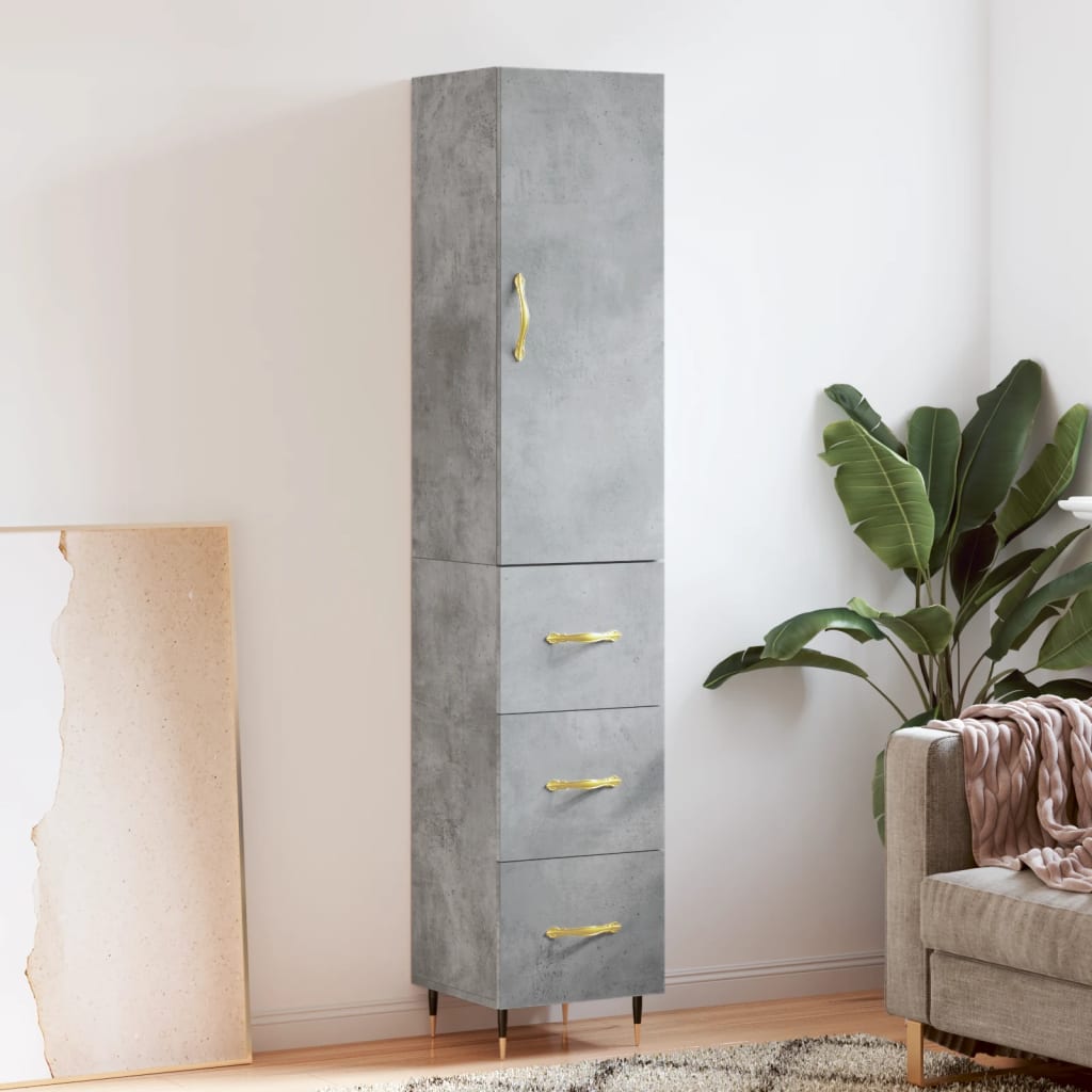 skab 34,5x34x180 cm konstrueret træ betongrå