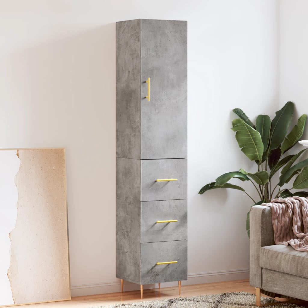 skab 34,5x34x180 cm konstrueret træ betongrå