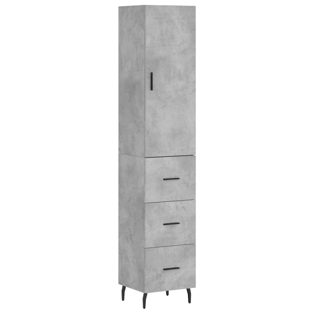 skab 34,5x34x180 cm konstrueret træ betongrå