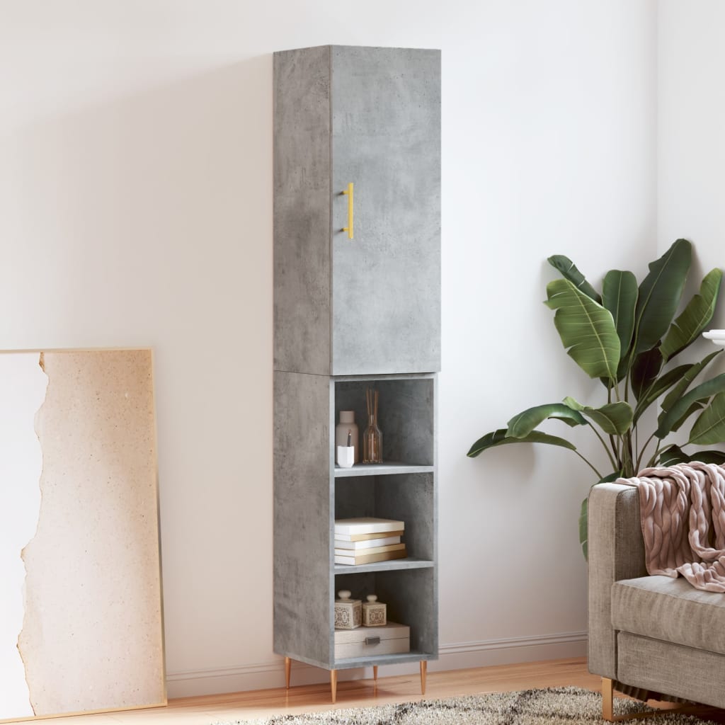 skab 34,5x34x180 cm konstrueret træ betongrå