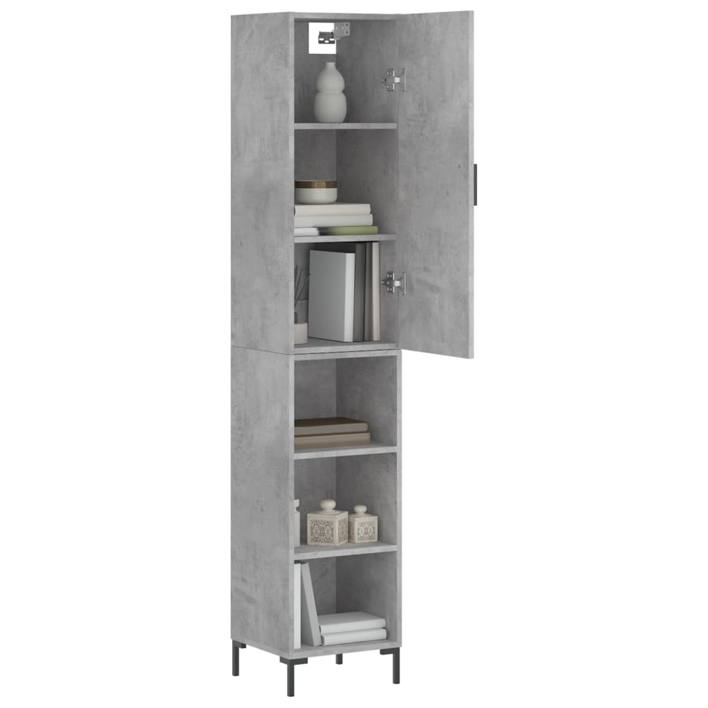 skab 34,5x34x180 cm konstrueret træ betongrå