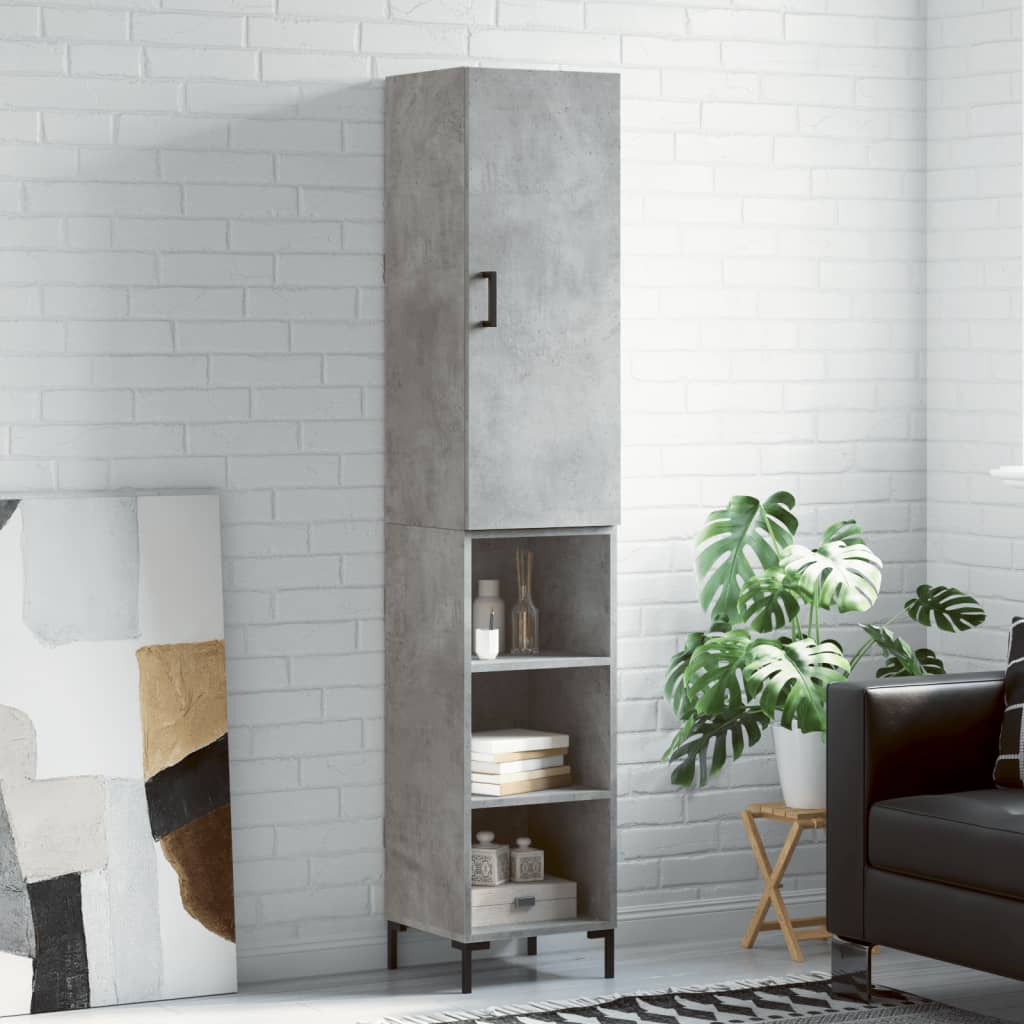 skab 34,5x34x180 cm konstrueret træ betongrå