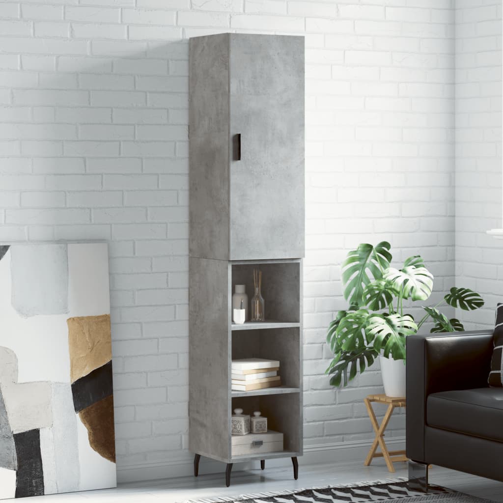 skab 34,5x34x180 cm konstrueret træ betongrå