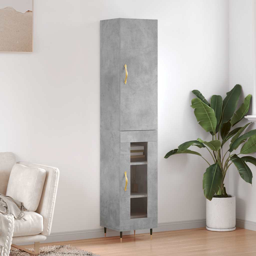 skab 34,5x34x180 cm konstrueret træ betongrå