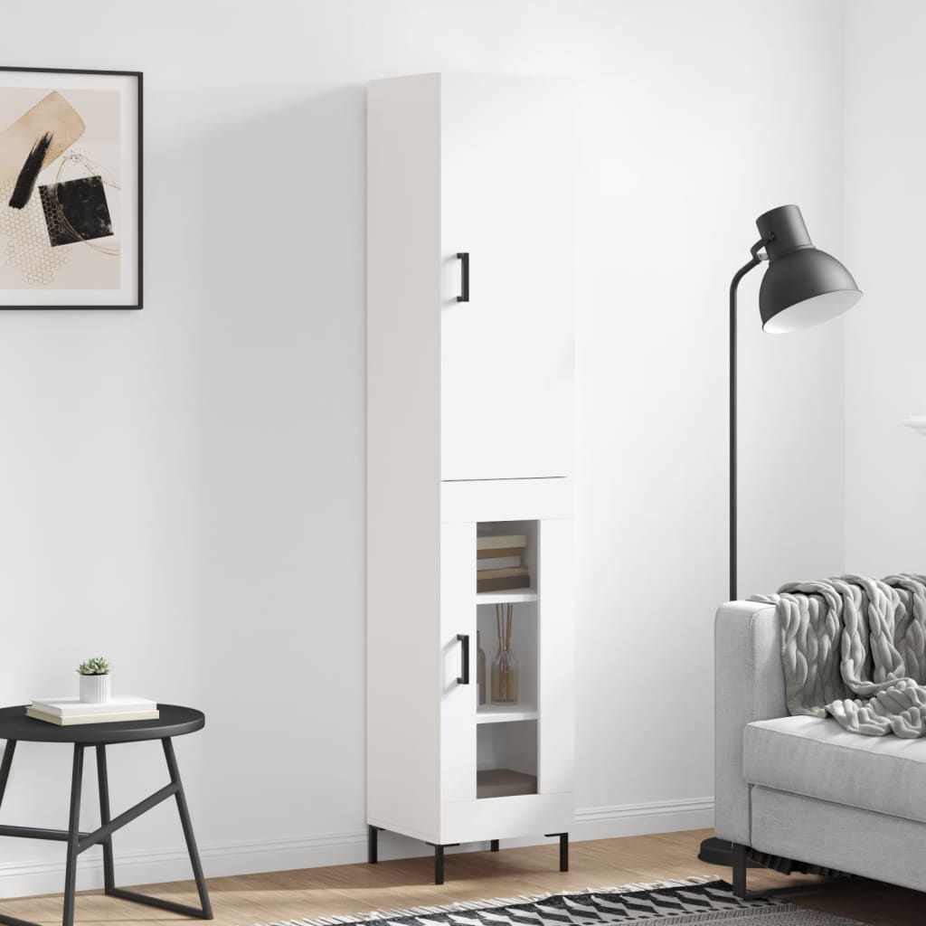 skab 34,5x34x180 cm konstrueret træ hvid
