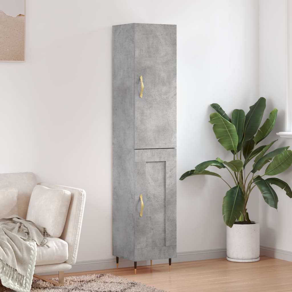 skab 34,5x34x180 cm konstrueret træ betongrå
