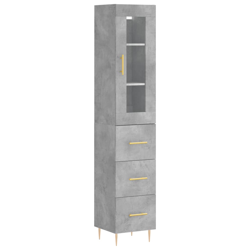 skab 34,5x34x180 cm konstrueret træ betongrå