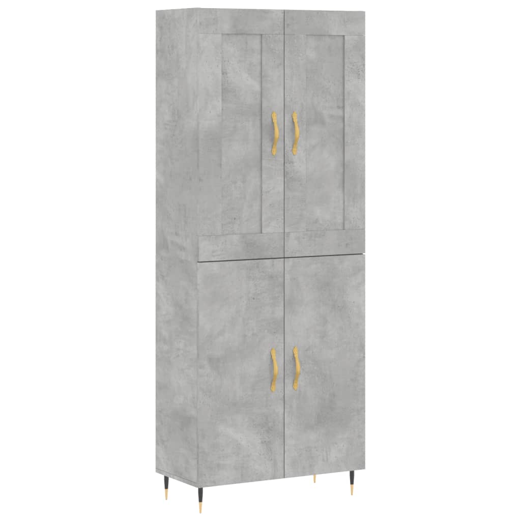højskab 69,5x34x180 cm konstrueret træ betongrå