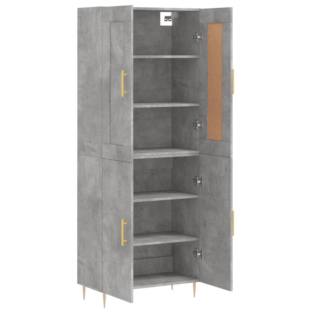 højskab 69,5x34x180 cm konstrueret træ betongrå