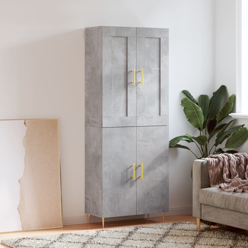 højskab 69,5x34x180 cm konstrueret træ betongrå