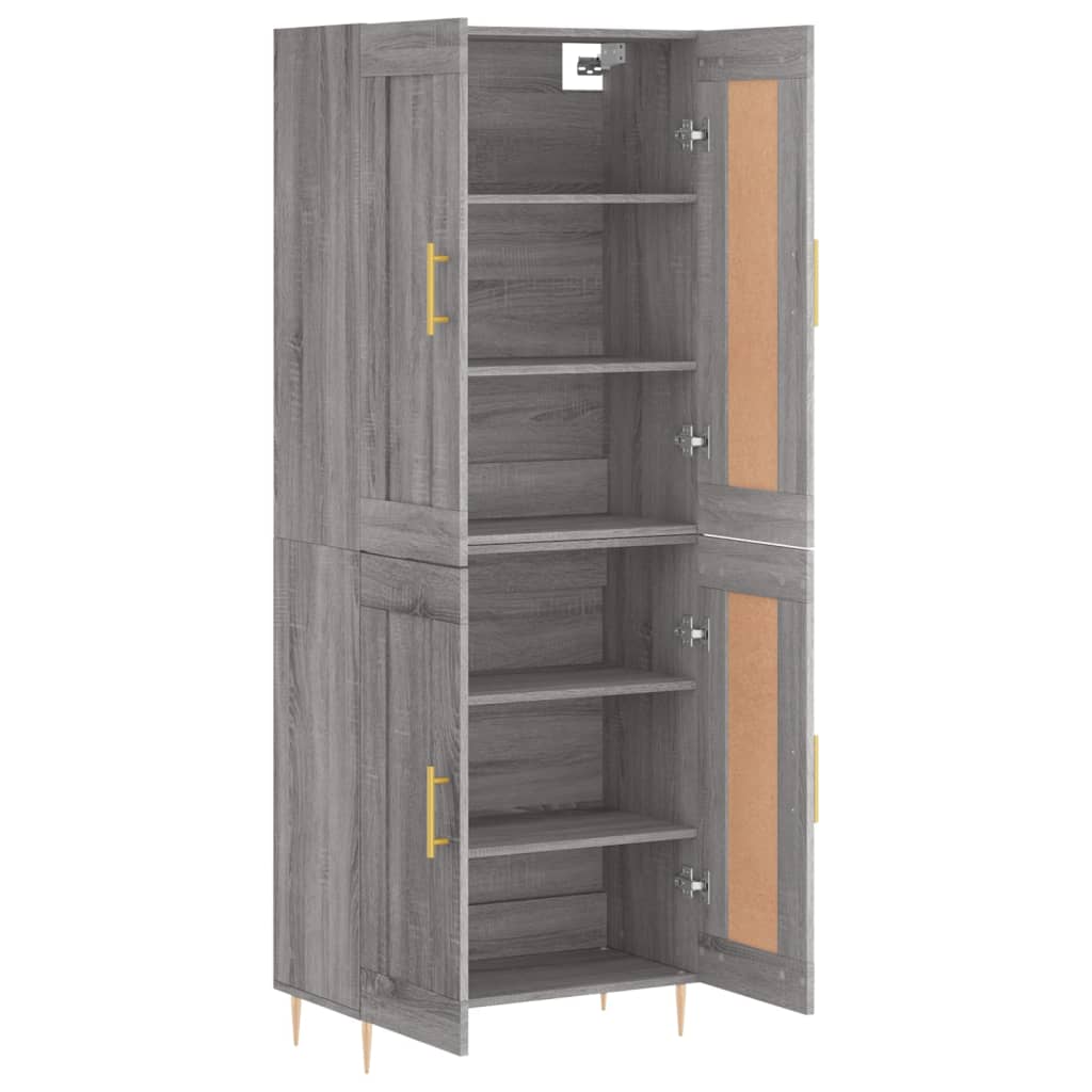 højskab 69,5x34x180 cm konstrueret træ grå sonoma-eg