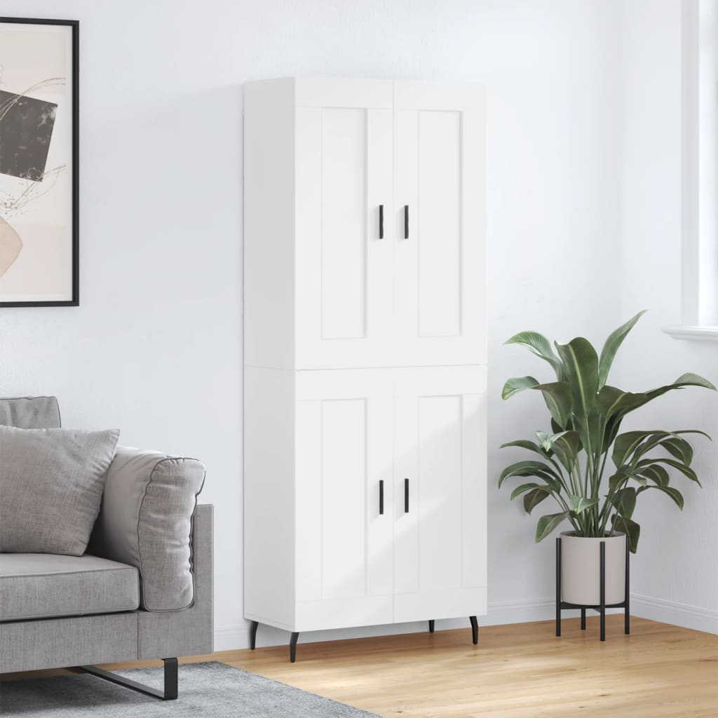 højskab 69,5x34x180 cm konstrueret træ hvid