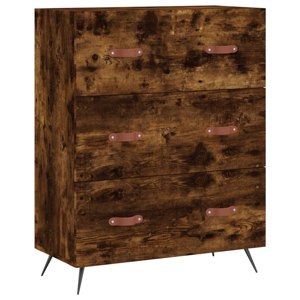 højskab 69,5x34x180 cm konstrueret træ røget egetræsfarve