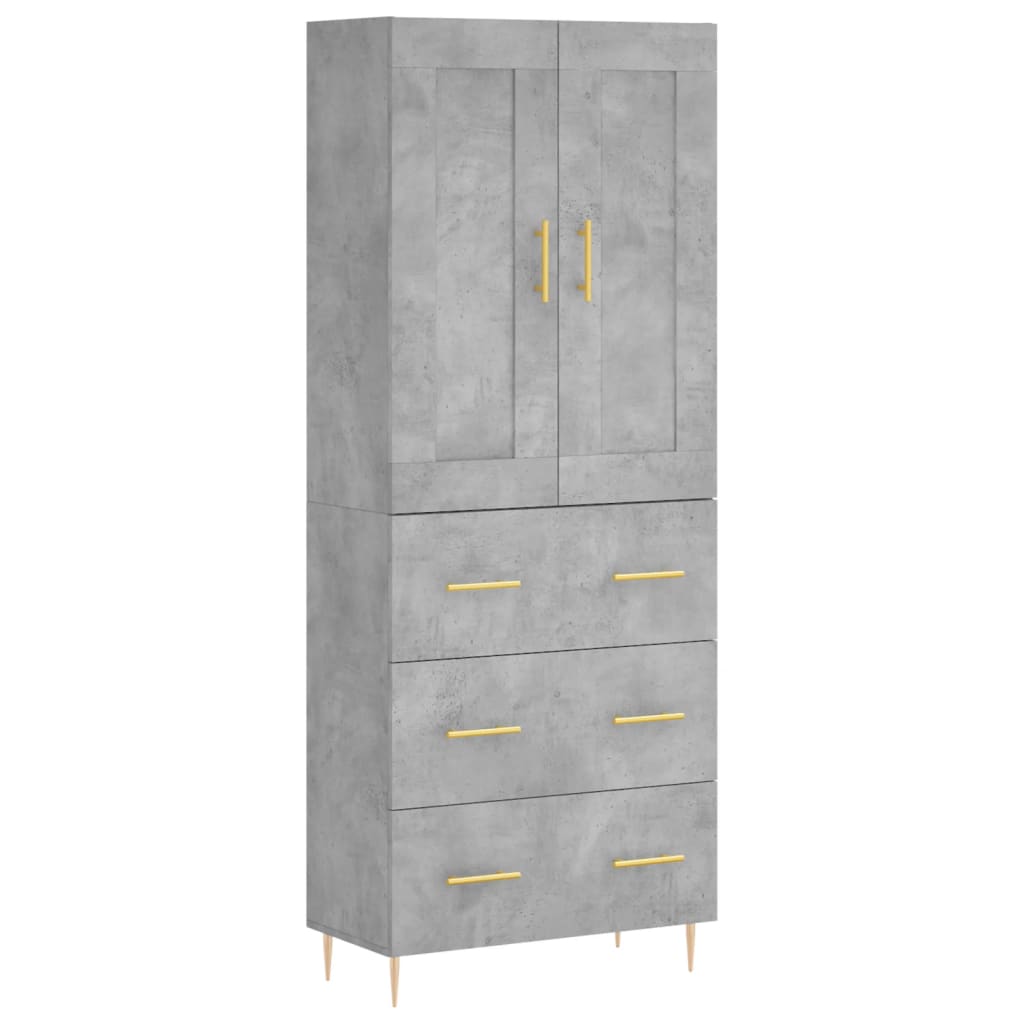 højskab 69,5x34x180 cm konstrueret træ betongrå