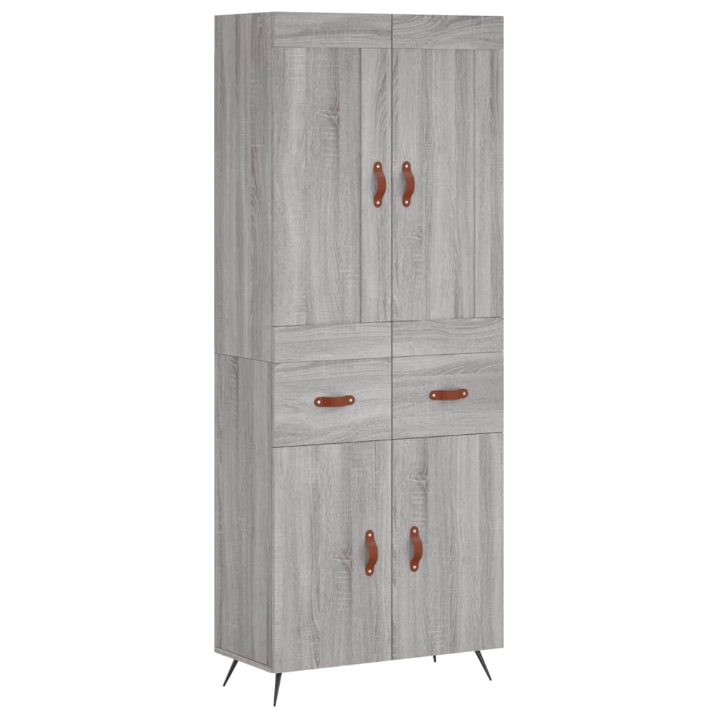 højskab 69,5x34x180 cm konstrueret træ grå sonoma-eg