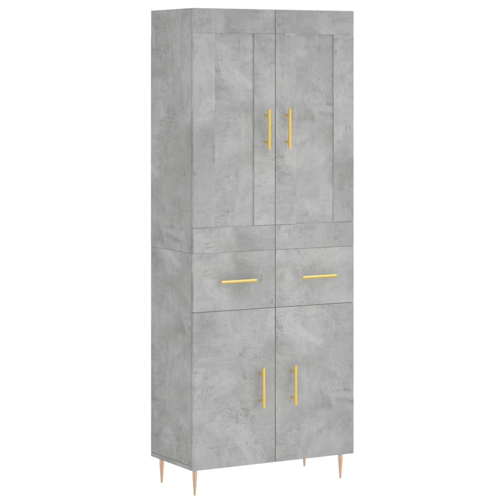 højskab 69,5x34x180 cm konstrueret træ betongrå