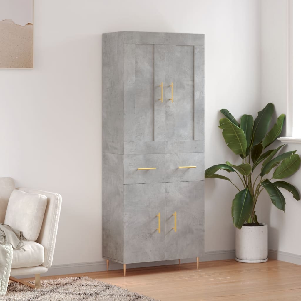 højskab 69,5x34x180 cm konstrueret træ betongrå