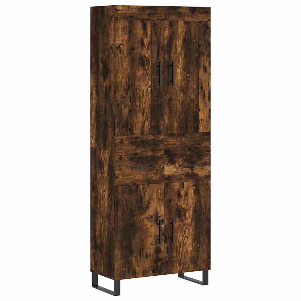 højskab 69,5x34x180 cm konstrueret træ røget egetræsfarve