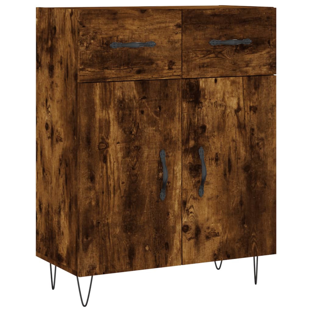 højskab 69,5x34x180 cm konstrueret træ røget egetræsfarve