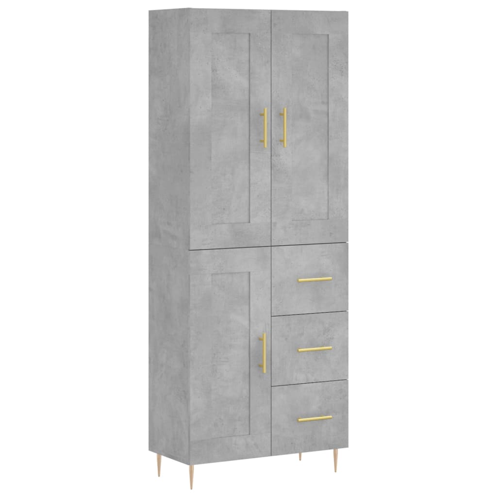 højskab 69,5x34x180 cm konstrueret træ betongrå