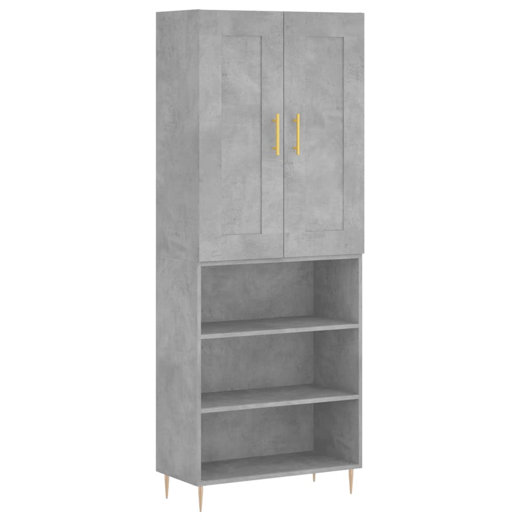 højskab 69,5x34x180 cm konstrueret træ betongrå