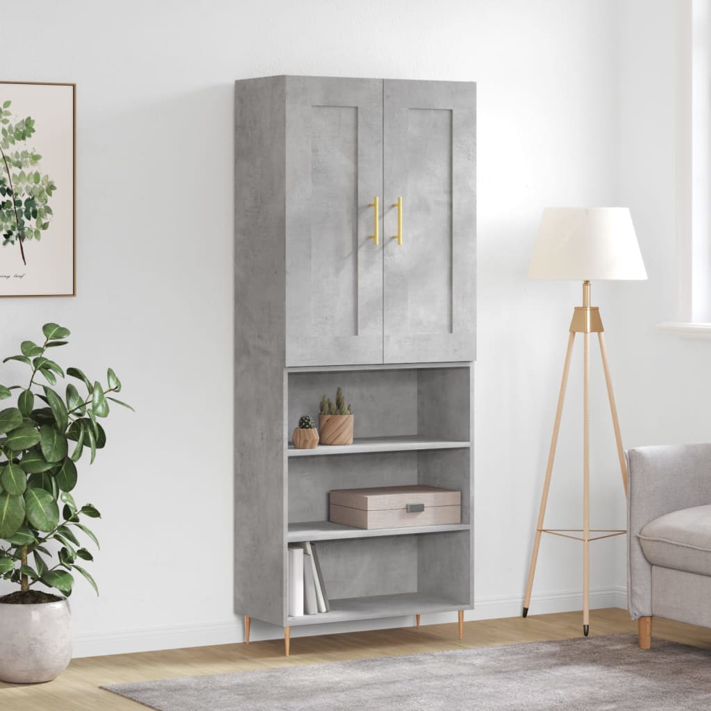højskab 69,5x34x180 cm konstrueret træ betongrå