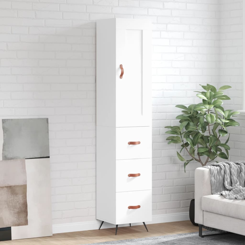 skab 34,5x34x180 cm konstrueret træ hvid