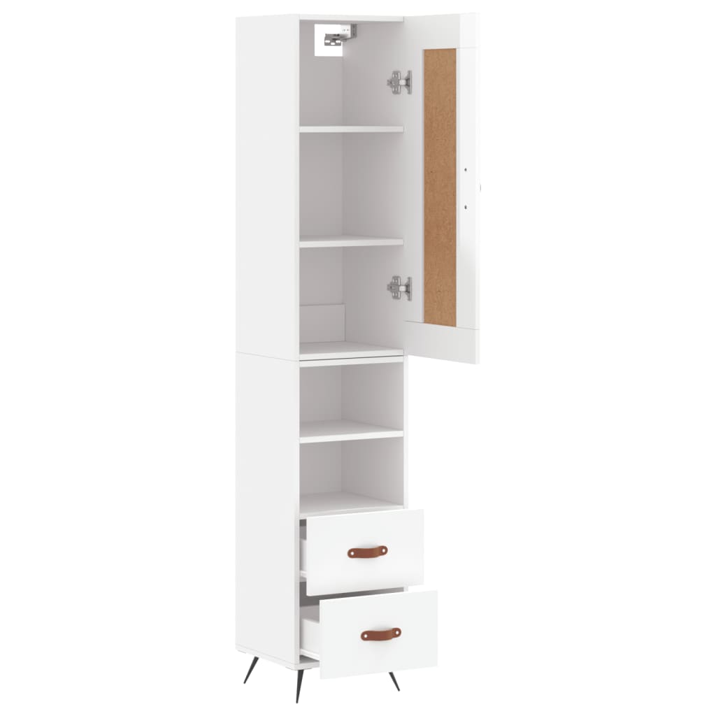 skab 34,5x34x180 cm konstrueret træ hvid højglans