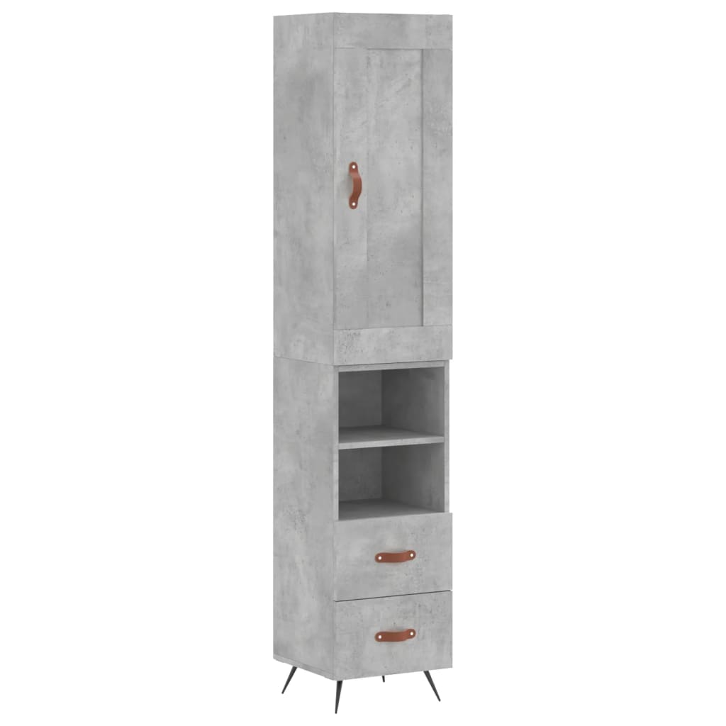 skab 34,5x34x180 cm konstrueret træ betongrå