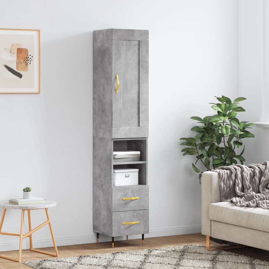 skab 34,5x34x180 cm konstrueret træ betongrå