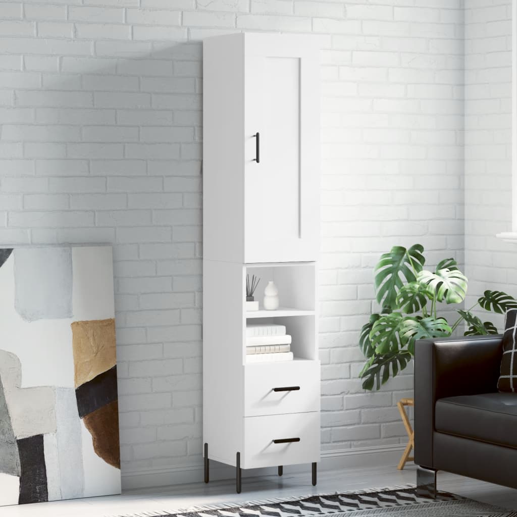 skab 34,5x34x180 cm konstrueret træ hvid