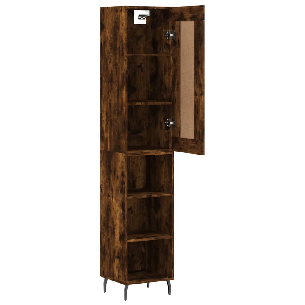 skab 34,5x34x180 cm konstrueret træ røget egetræ