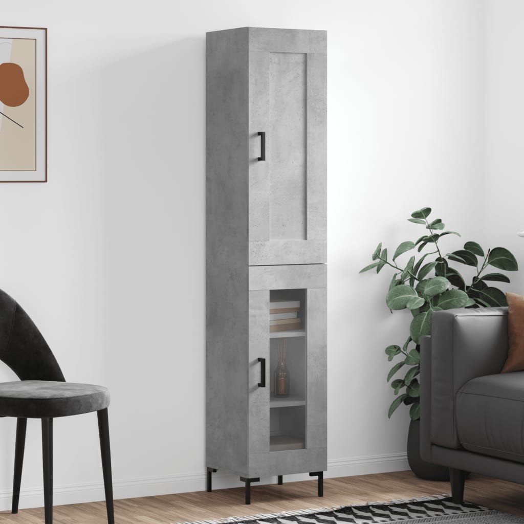skab 34,5x34x180 cm konstrueret træ betongrå