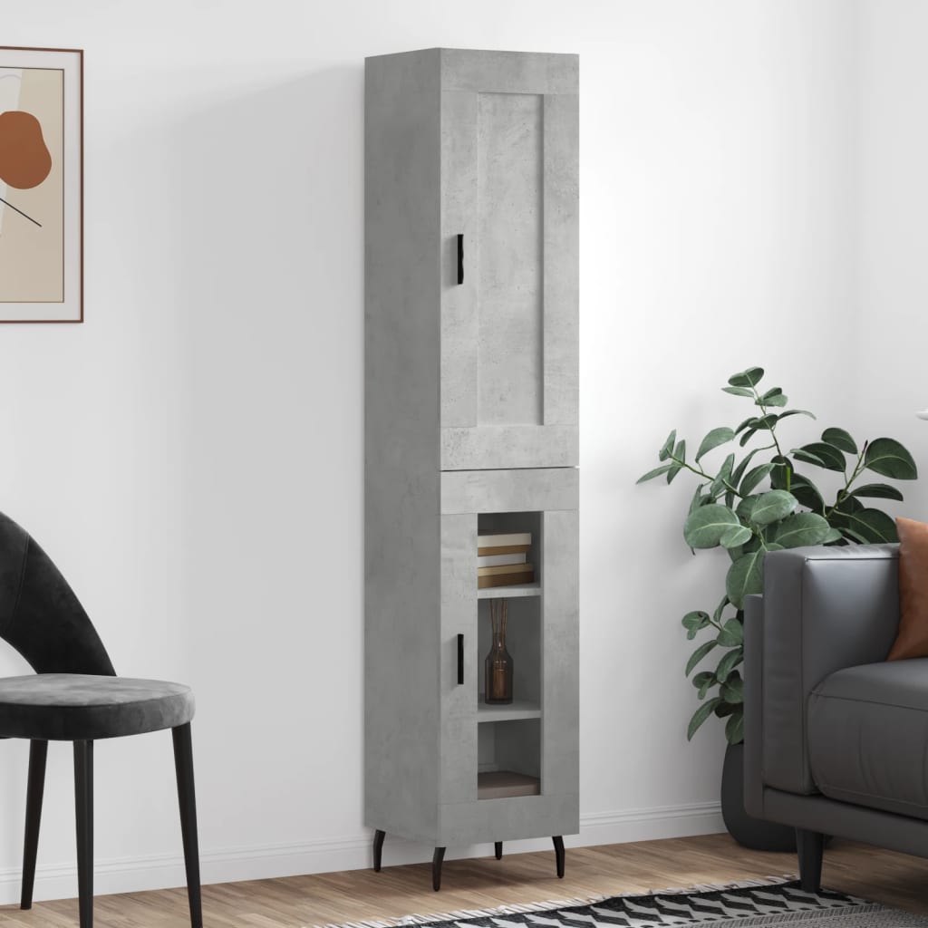 skab 34,5x34x180 cm konstrueret træ betongrå