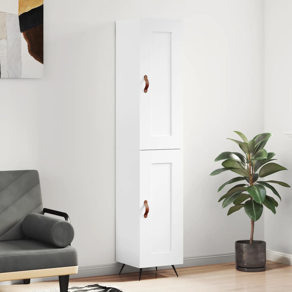skab 34,5x34x180 cm konstrueret træ hvid højglans