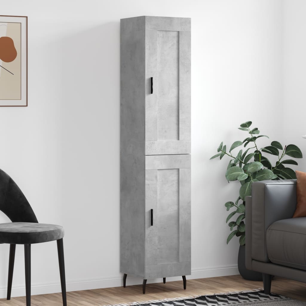 skab 34,5x34x180 cm konstrueret træ betongrå