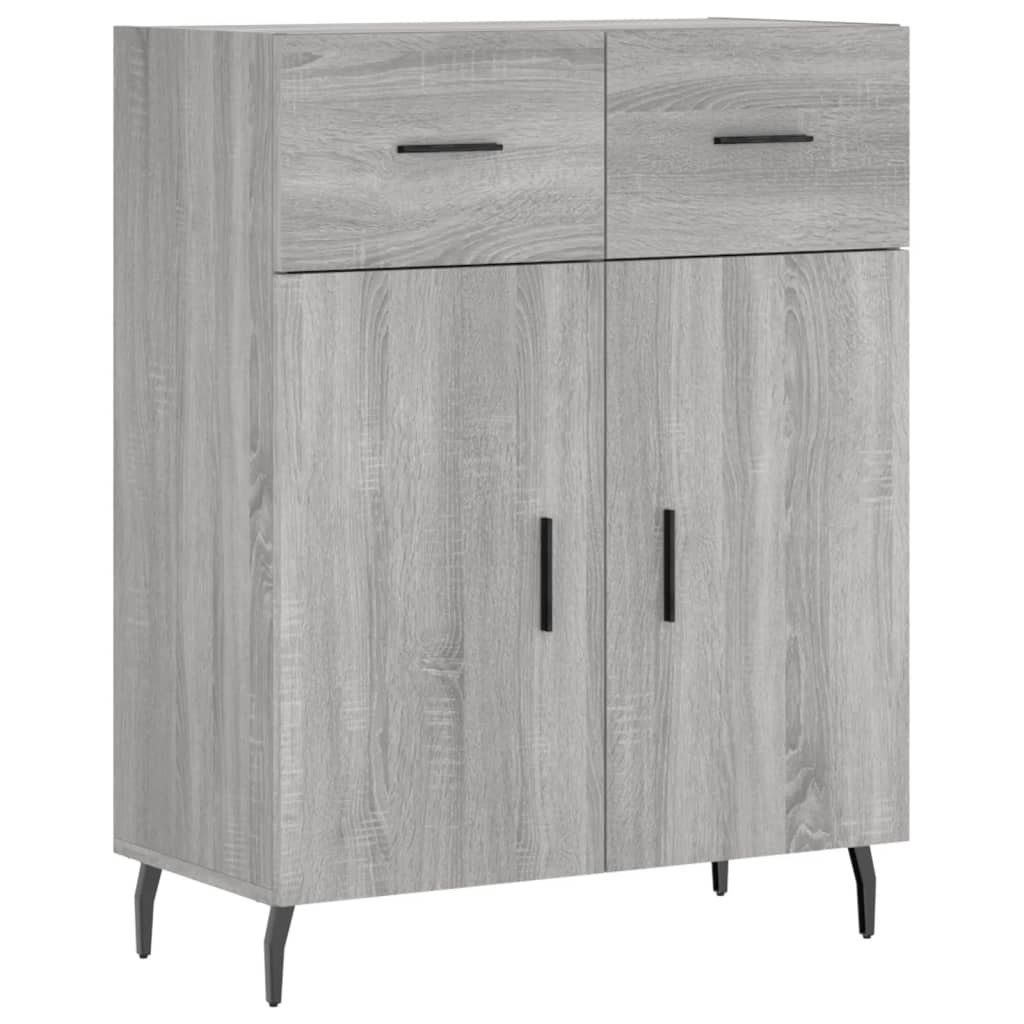 højskab 69,5x34x180 cm konstrueret træ grå sonoma-eg
