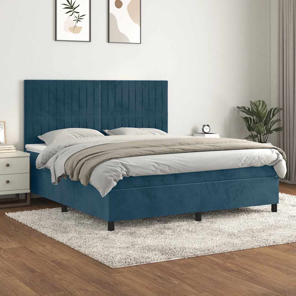kontinentalseng med madras 180x200 cm fløjl mørkeblå