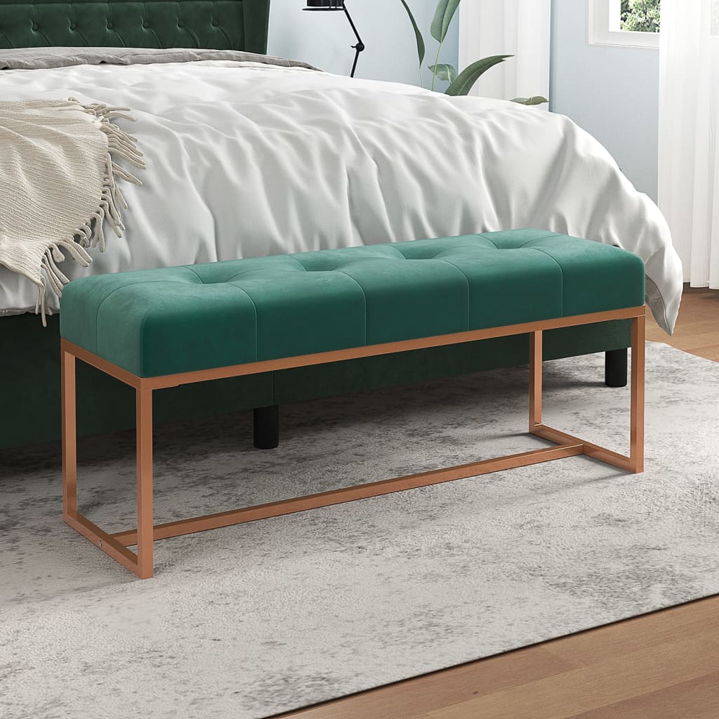 bænk 110x36x45 cm velour mørkegrøn