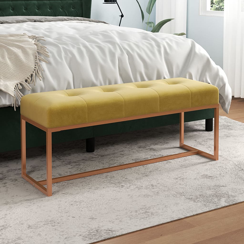 bænk 110x36x45 cm velour sennepsgul