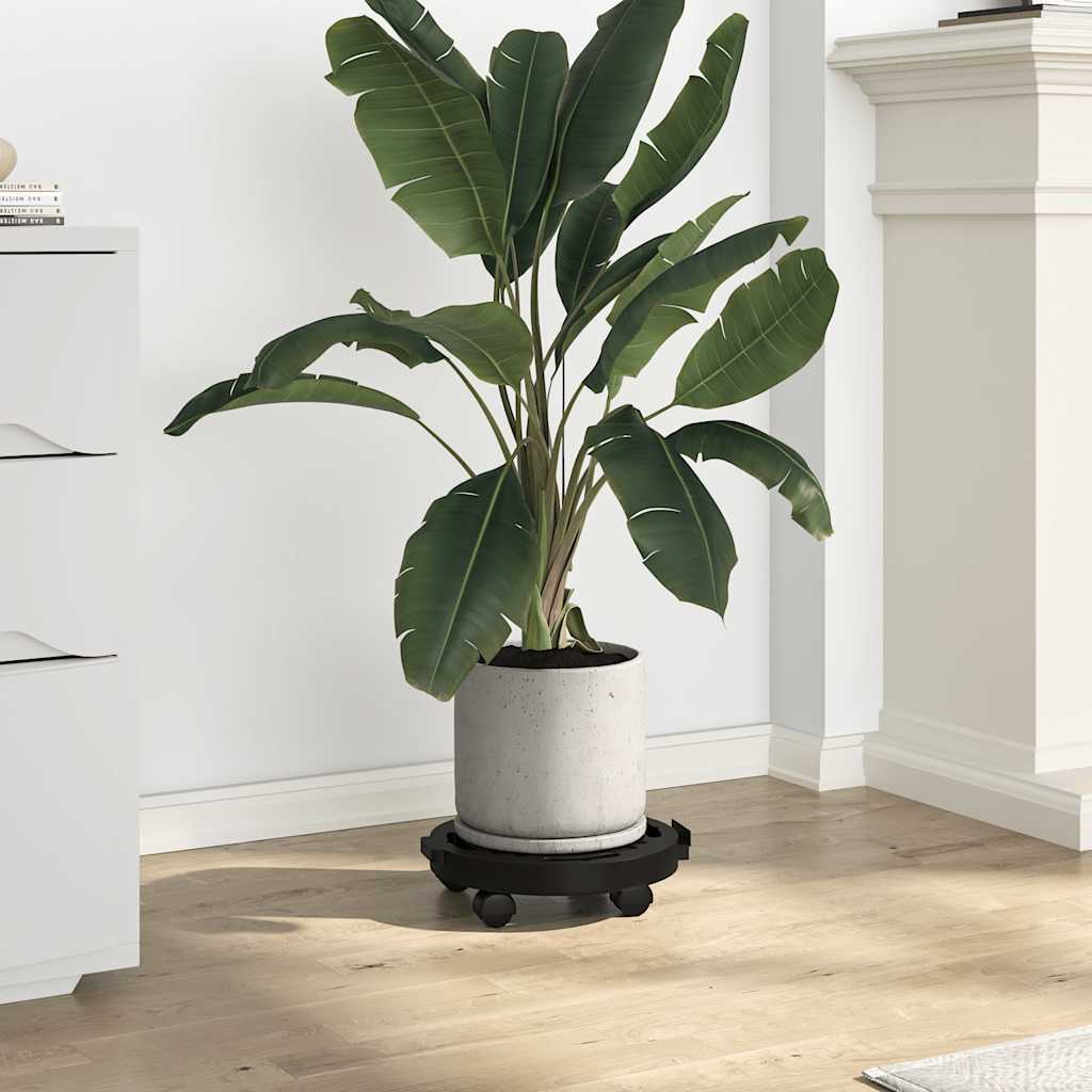 plantevogne 5 stk. med hjul 170 kg diam. 30 cm sort