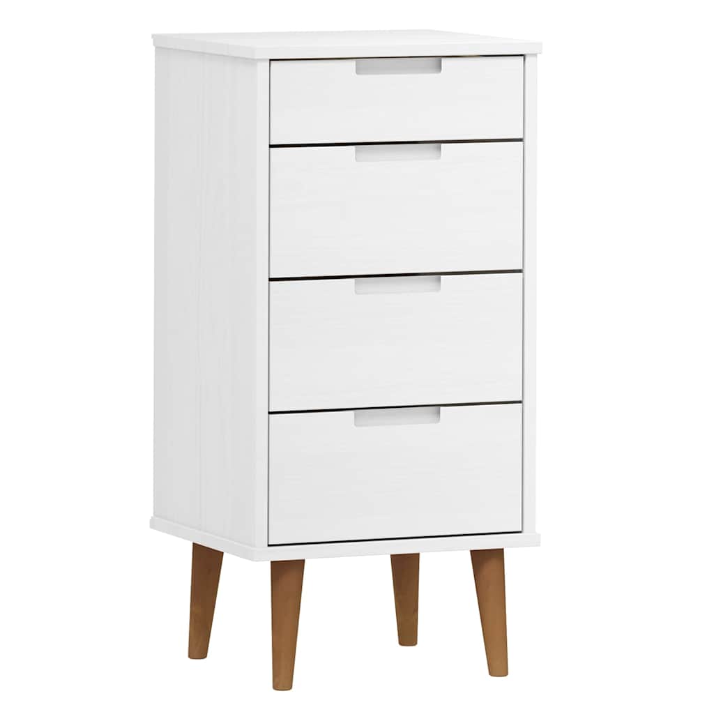 kommode MOLDE 40x35x82 cm massivt fyrretræ hvid