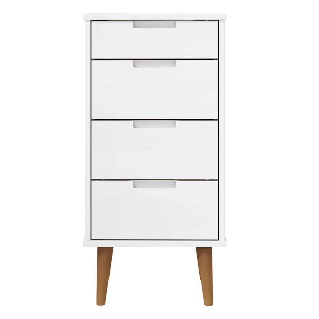 kommode MOLDE 40x35x82 cm massivt fyrretræ hvid