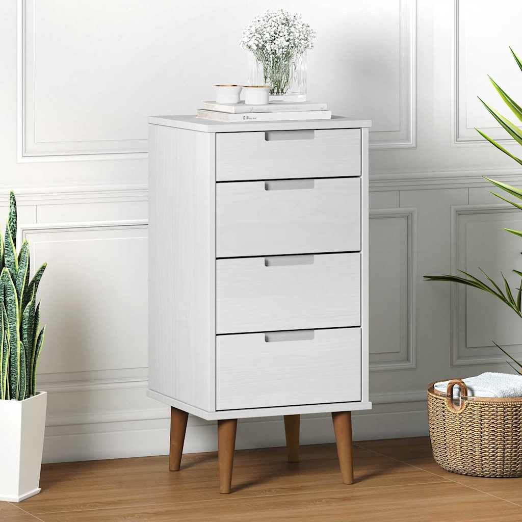 kommode MOLDE 40x35x82 cm massivt fyrretræ hvid billede