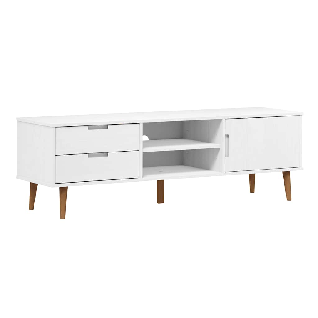 tv-skab MOLDE 158x40x49 cm massivt fyrretræ hvid
