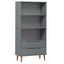 bogreol MOLDE 85x35x170,5 cm massivt fyrretræ grå