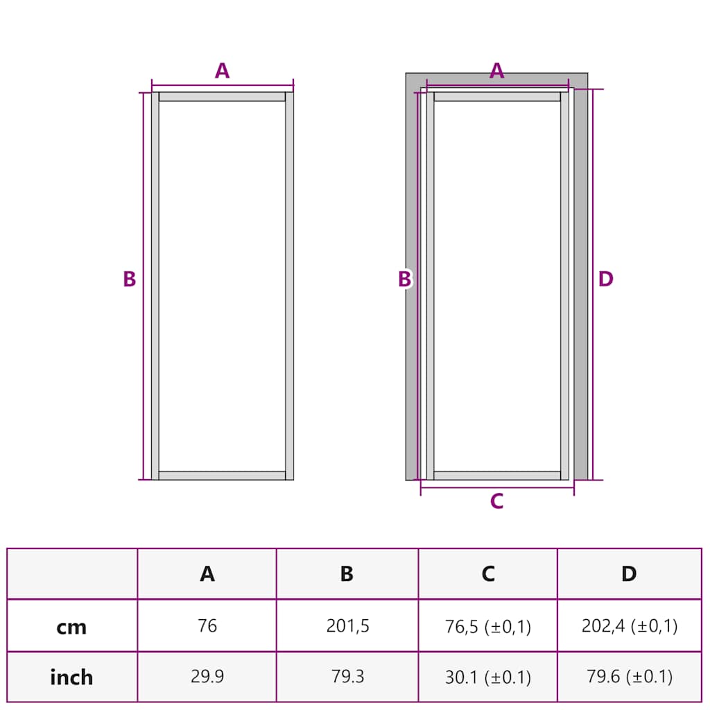 dør 76x201,5 cm mat glas og aluminium sort