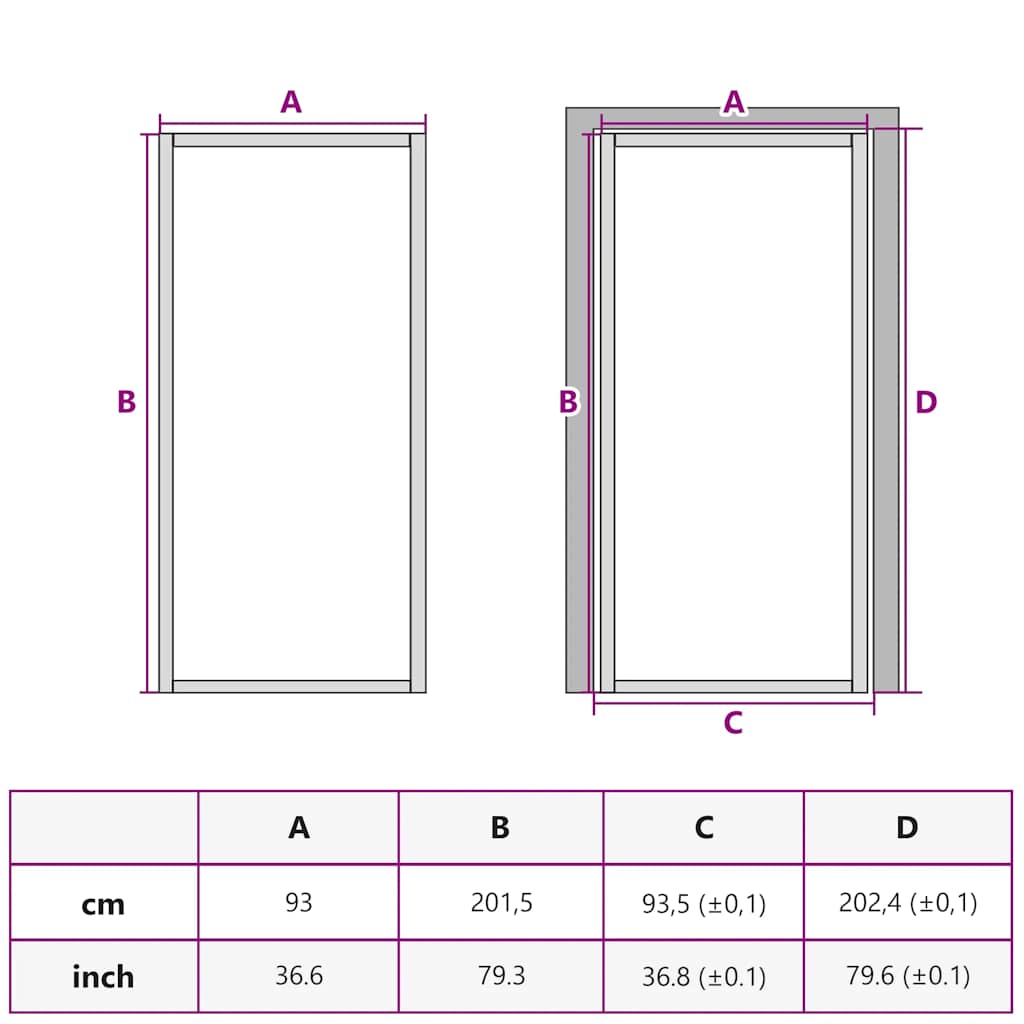 dør 93x201,5 cm sikkerhedsglas og aluminium sort