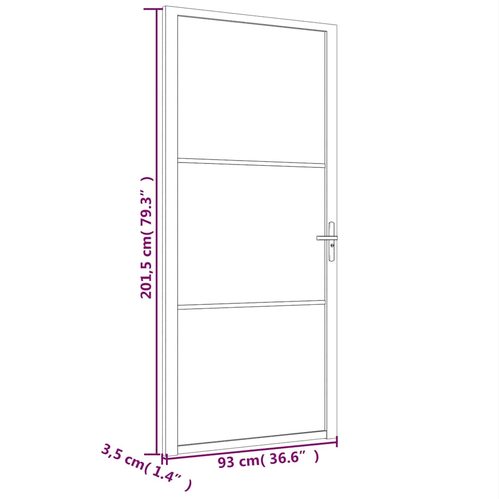 dør 93x201,5 cm sikkerhedsglas og aluminium hvid