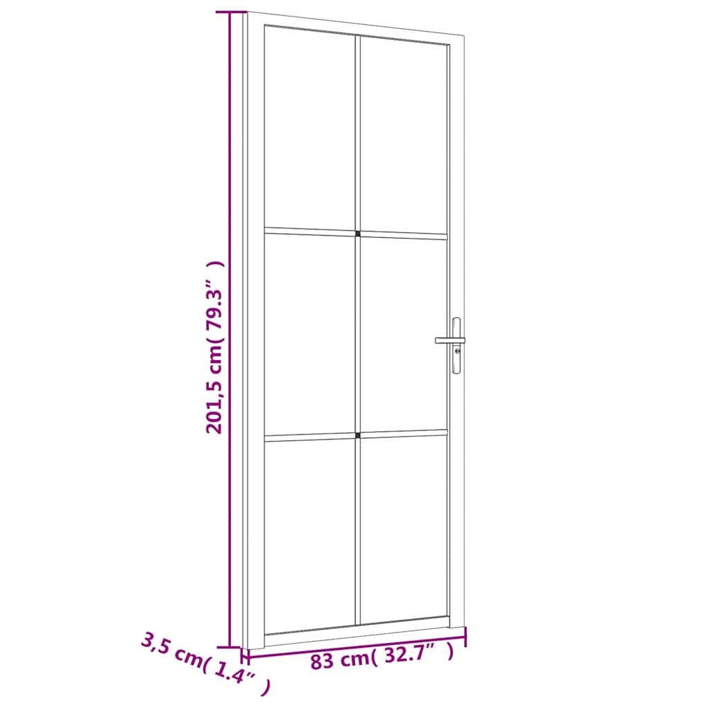 dør 83x201,5 cm mat glas og aluminium hvid